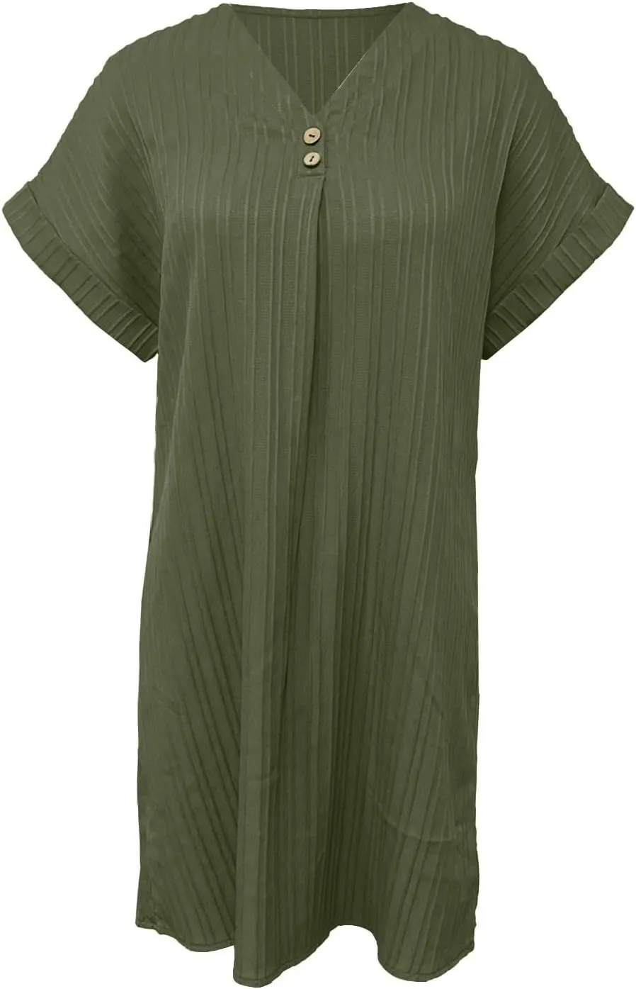 Women's Casual T Shirt Dress Summer V Neck Button Short Sleeve Dresses 2025 Mini Sundresses Linen Dress Women
