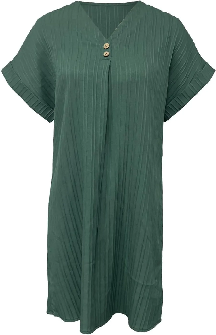 Women's Casual T Shirt Dress Summer V Neck Button Short Sleeve Dresses 2025 Mini Sundresses Linen Dress Women