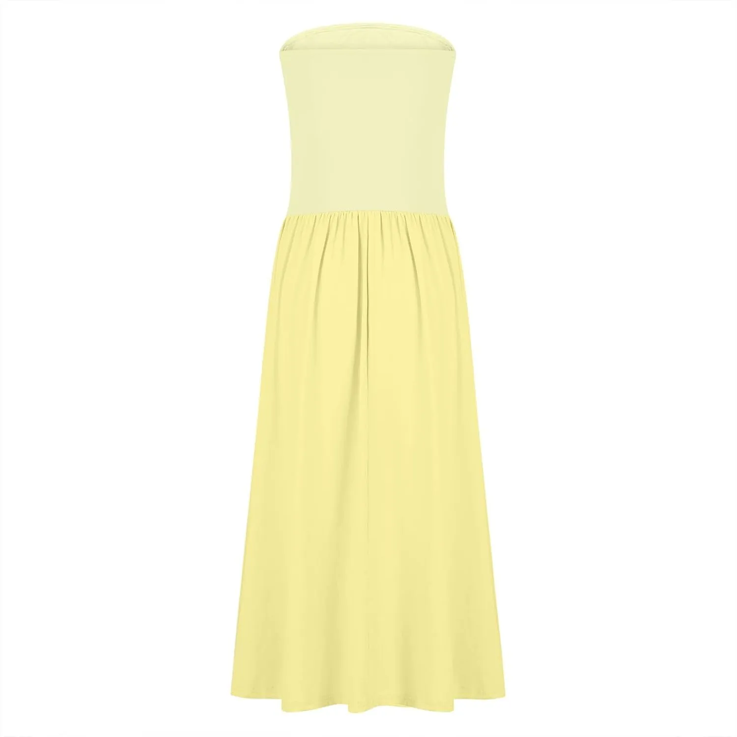 Women's Fashion 2025 Summer Elegant Strapless Tube Dress Sexy Off Shoulder Pleated Flowy Swing Mini Long Dresses