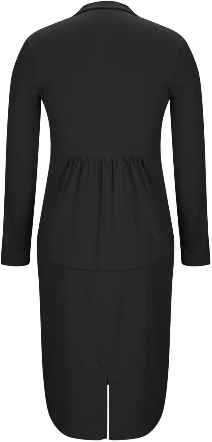 Women's Formal Dress Business Suit 2 Piece Long Sleeve Blazer Midi Skirt Suit Set Office Work Slim Fit Jacket Outfits