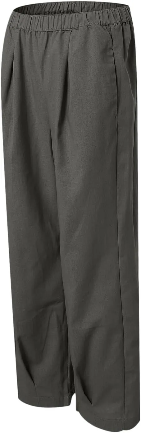 Womens Linen Straight Leg Pants Casual High Waist Loose Cozy Beach Pleated Lounge Trousers with Pockets