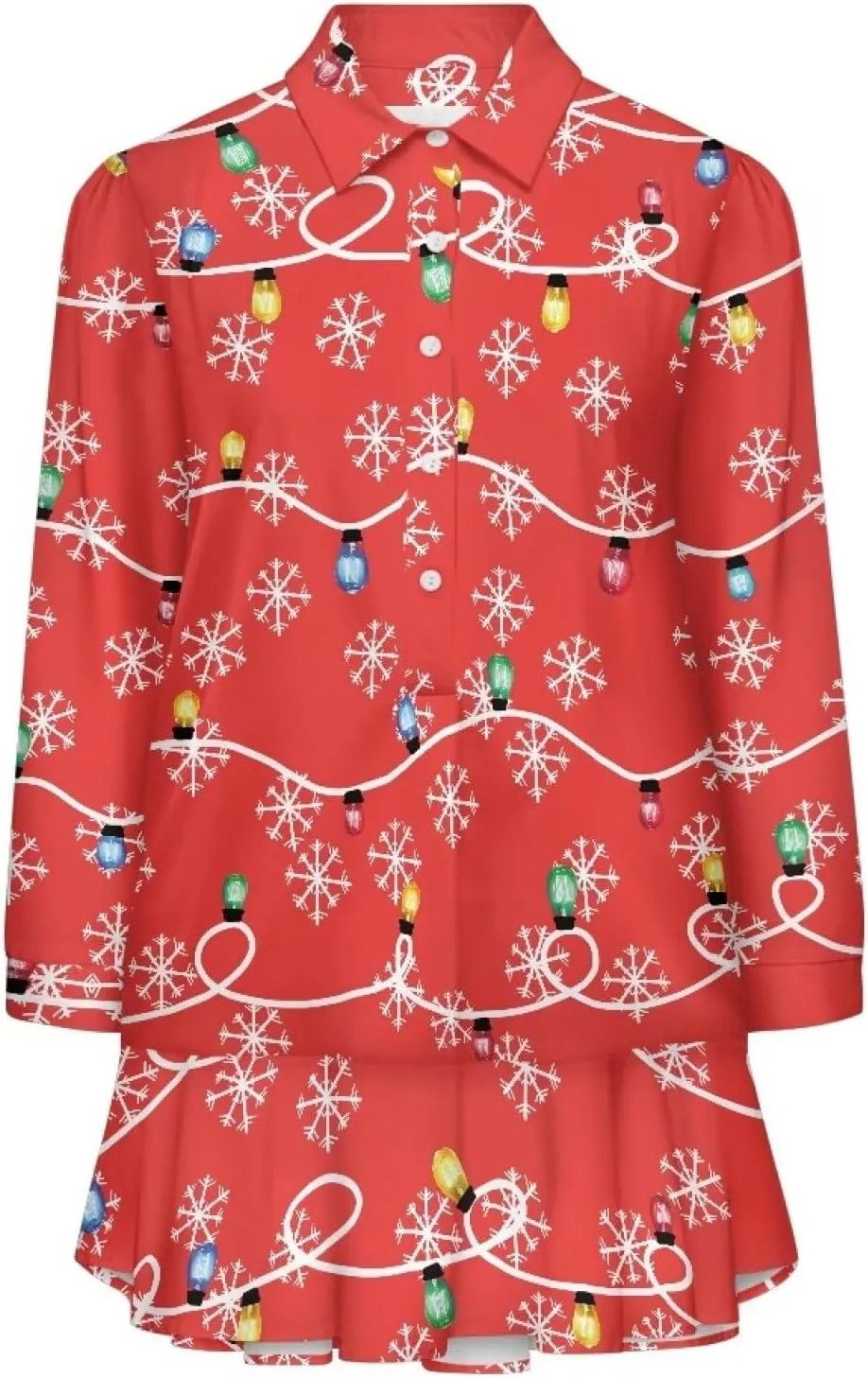 Women's Long Sleeve Button Down Shirt Dress Fashion Casual Flowy Mini Dress with Pockets Loose Ruffle Hem