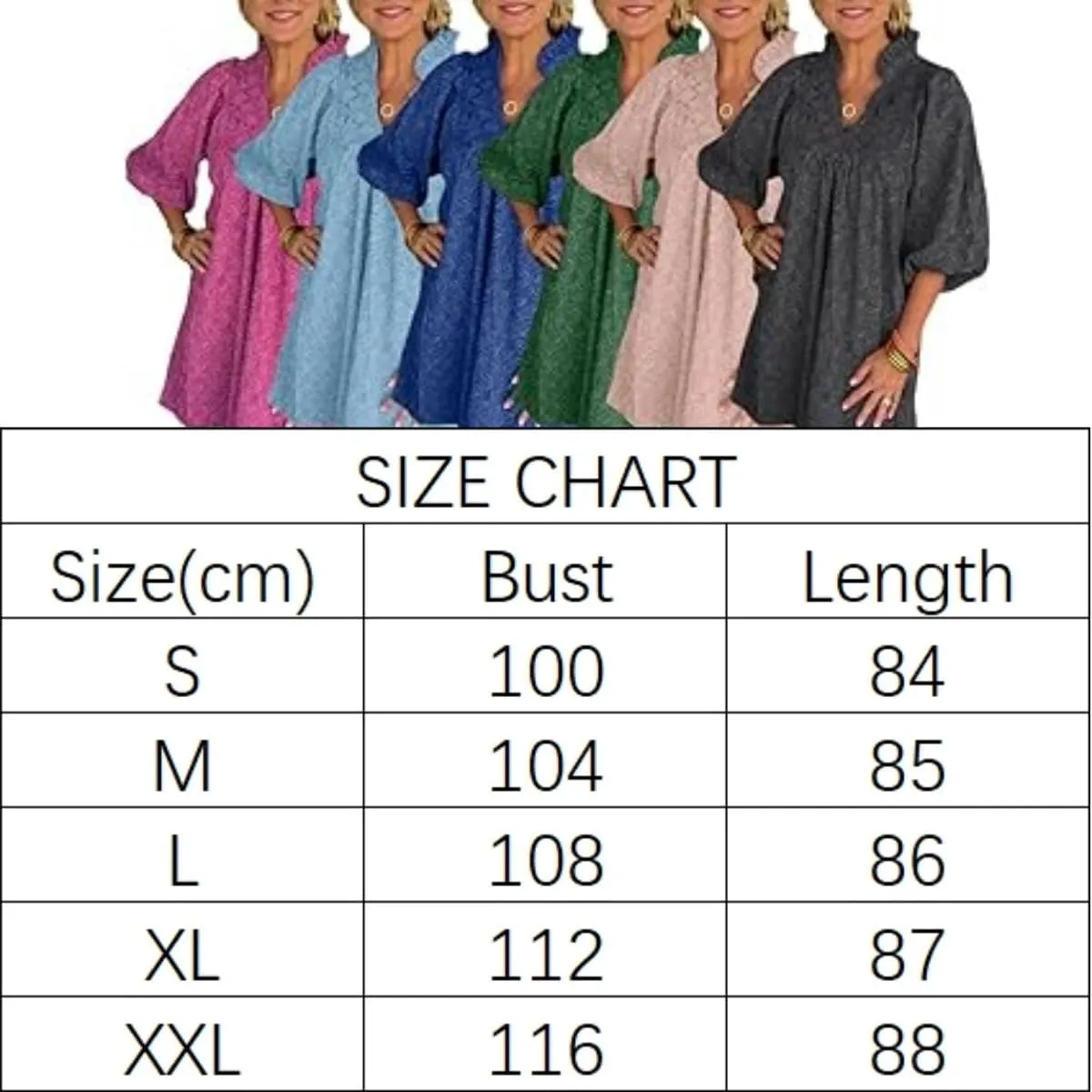 Women's Puff Sleeve Leaf Jacquard Mini Dress,Casual Floral Lace V Neck 3/4 Sleeve A-line Dress,Loose Flowy Swing Short Dress
