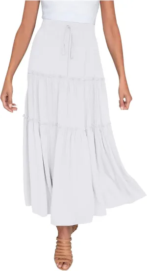 Womens Skirts Midi Length,Fashion Button Slit A-line Hip-Covering Mid-Waist Skirt Slim Elegant Flowing Skirts 2024