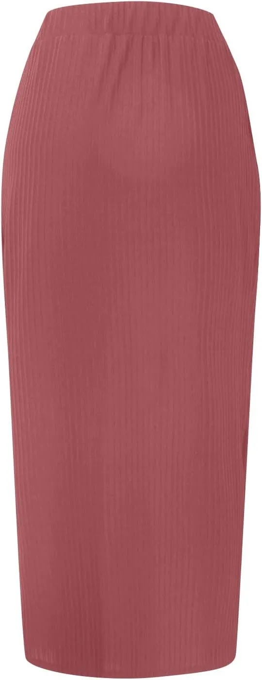 Womens Skirts Midi Length,Fashion Button Slit A-line Hip-Covering Mid-Waist Skirt Slim Elegant Flowing Skirts 2024