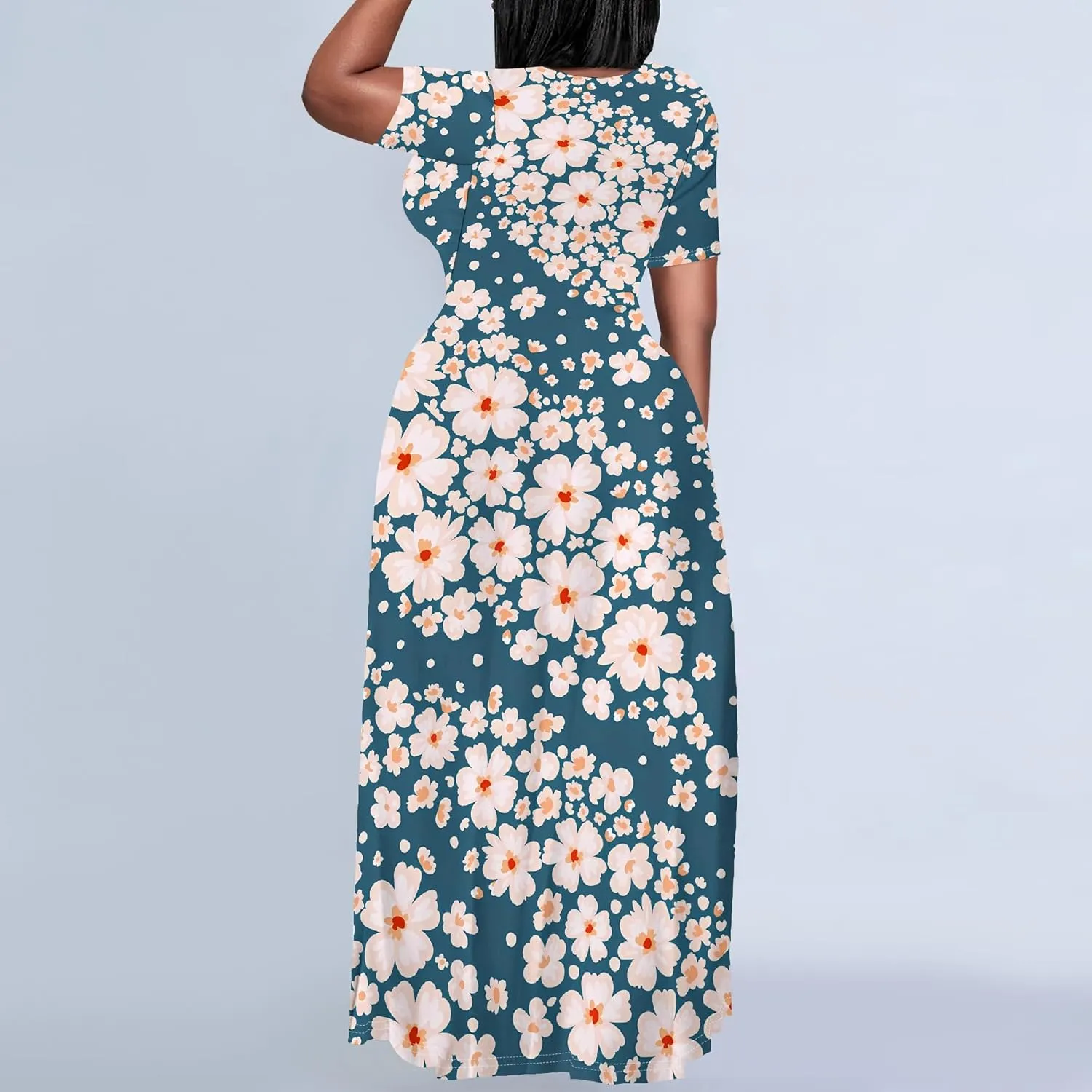 Women's Summer Oversized Maxi Dresses Casual Floral Short Sleeve Dresses Holiday Trend Beach Sundresses