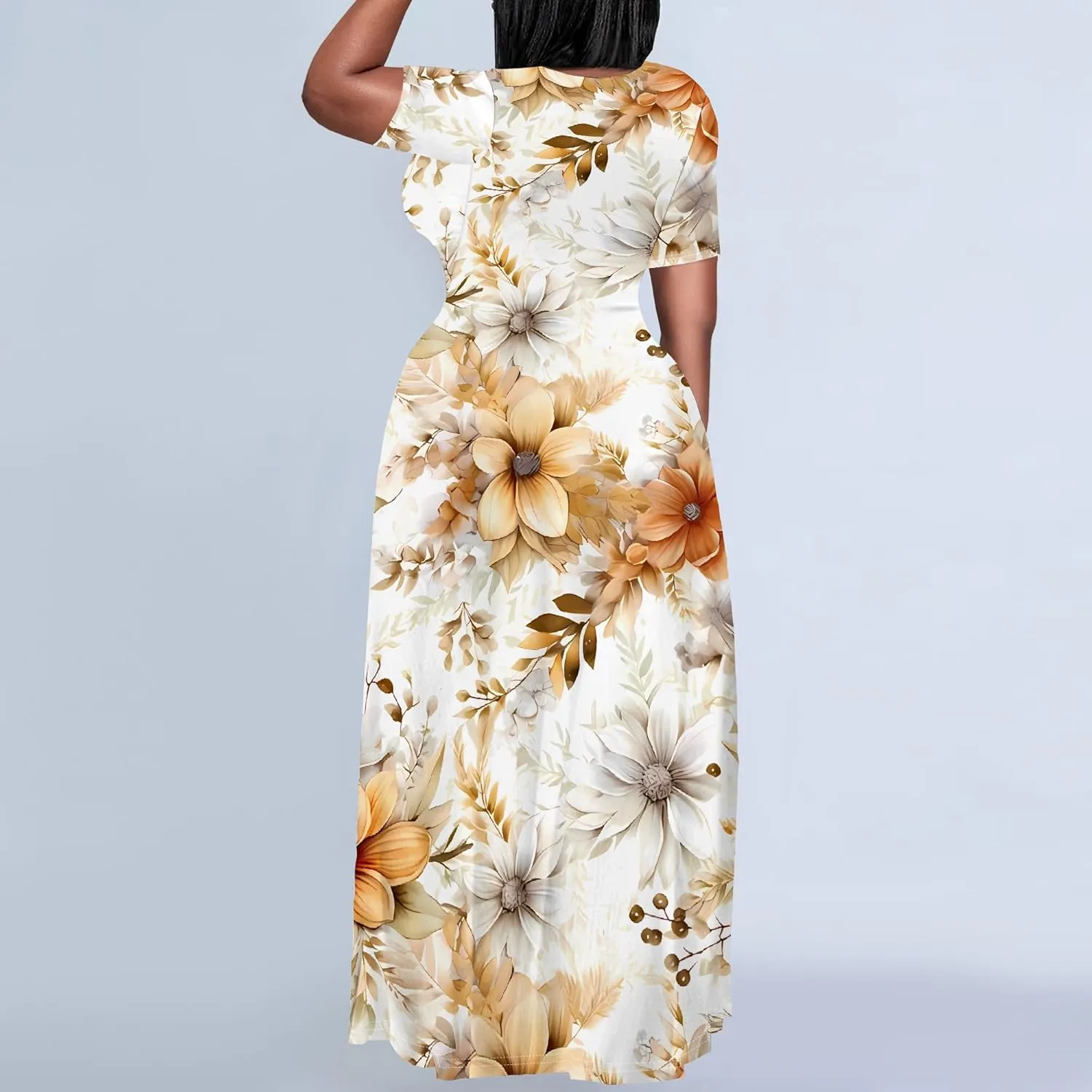 Women's Summer Oversized Maxi Dresses Casual Floral Short Sleeve Dresses Holiday Trend Beach Sundresses