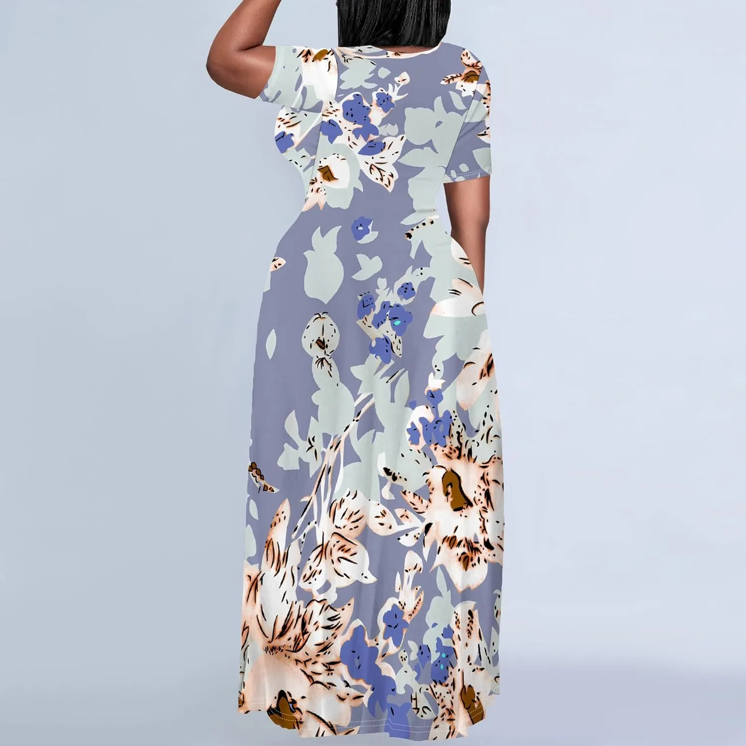 Women's Summer Oversized Maxi Dresses Casual Floral Short Sleeve Dresses Holiday Trend Beach Sundresses