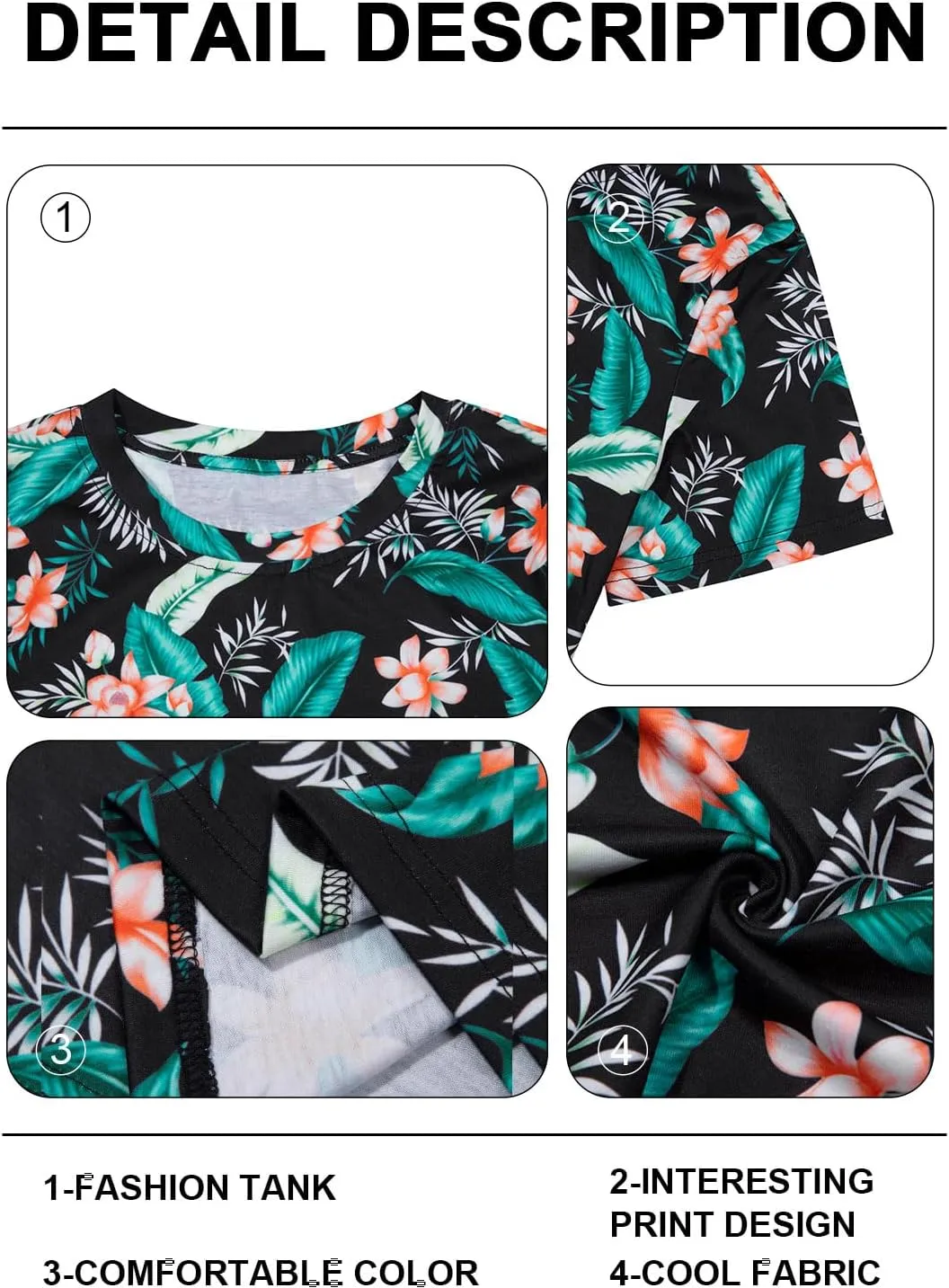 Women's Summer Short Sleeve Dresses Beach Casual Hawaiian Dresses Flower Graphic Tropical Vacation Sundress Tops