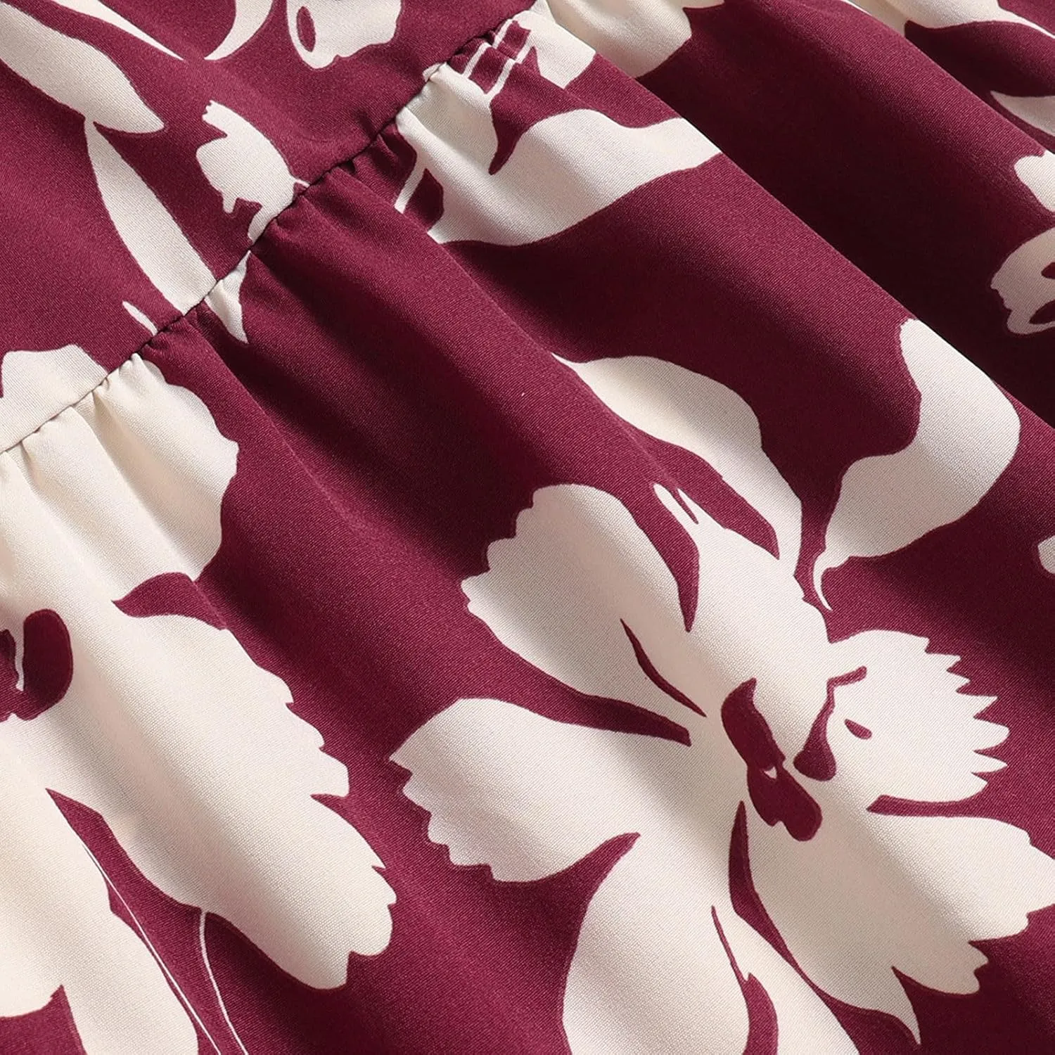 Womens Summer Skirts Midi Length Drawstring High Waist Skirts Below Knee Ruffle Tiered A Line Floral Print Beach Skirt