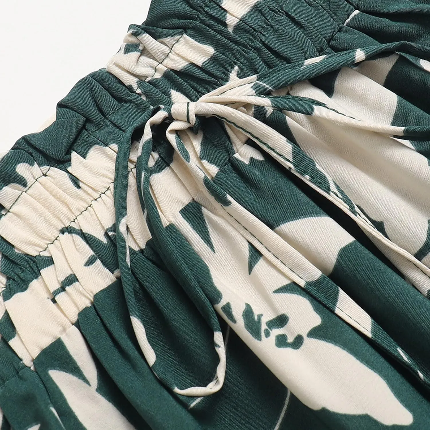 Womens Summer Skirts Midi Length Drawstring High Waist Skirts Below Knee Ruffle Tiered A Line Floral Print Beach Skirt
