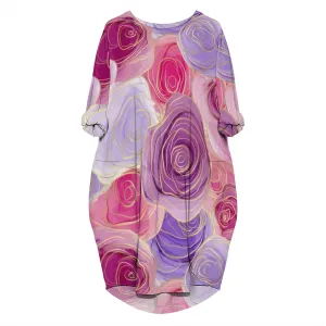 Women's T-Shirt Dresses Oversize Short Sleeve and Long Sleeve Midi Dresses with Pocket