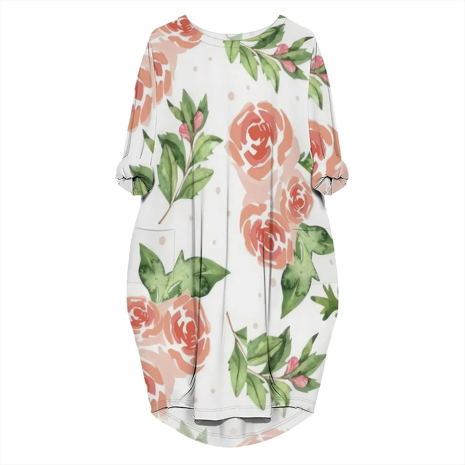 Women's T-Shirt Dresses Oversize Short Sleeve and Long Sleeve Midi Dresses with Pocket