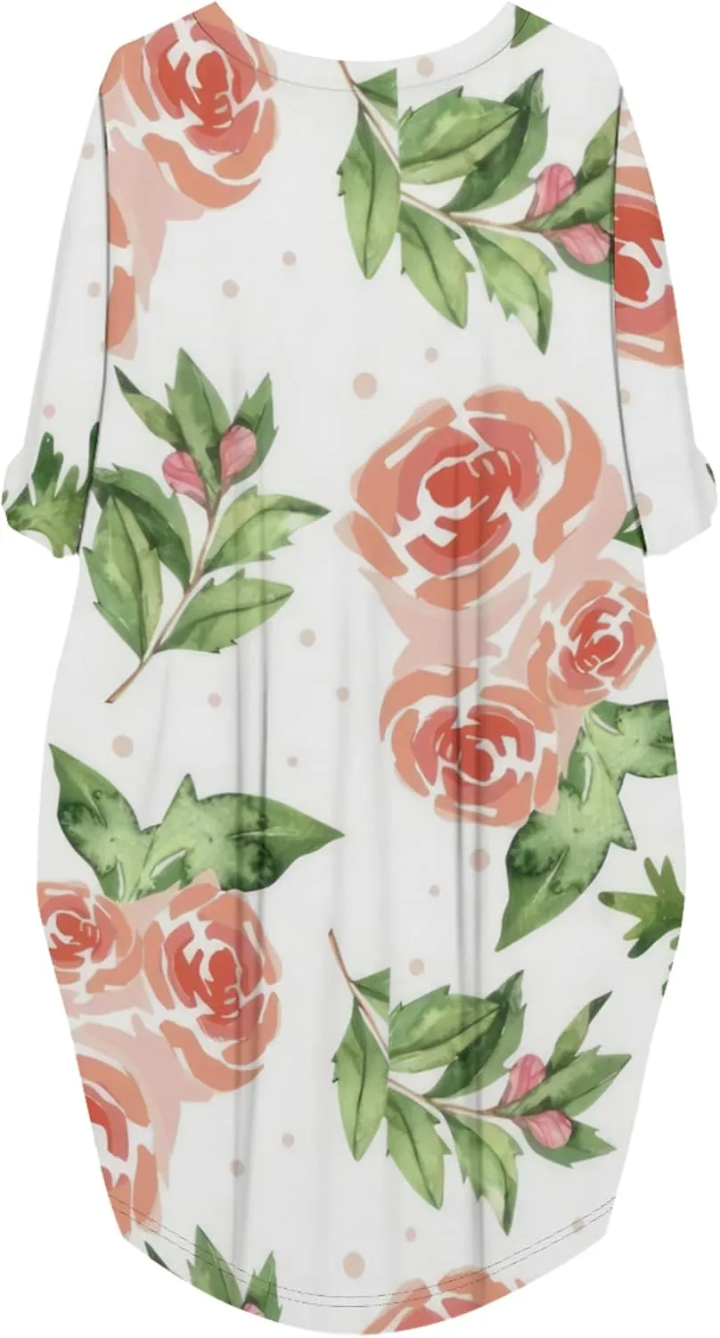 Women's T-Shirt Dresses Oversize Short Sleeve and Long Sleeve Midi Dresses with Pocket