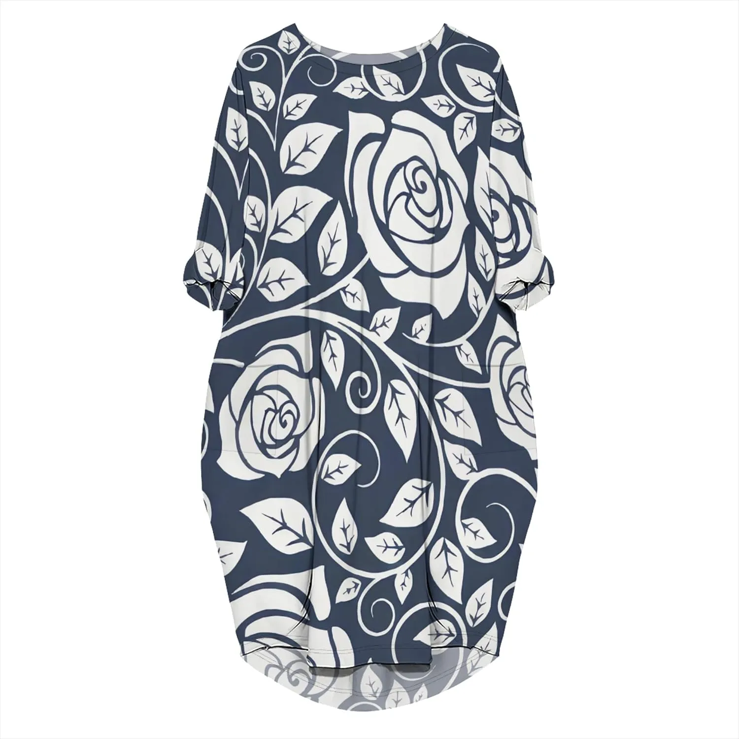 Women's T-Shirt Dresses Oversize Short Sleeve and Long Sleeve Midi Dresses with Pocket