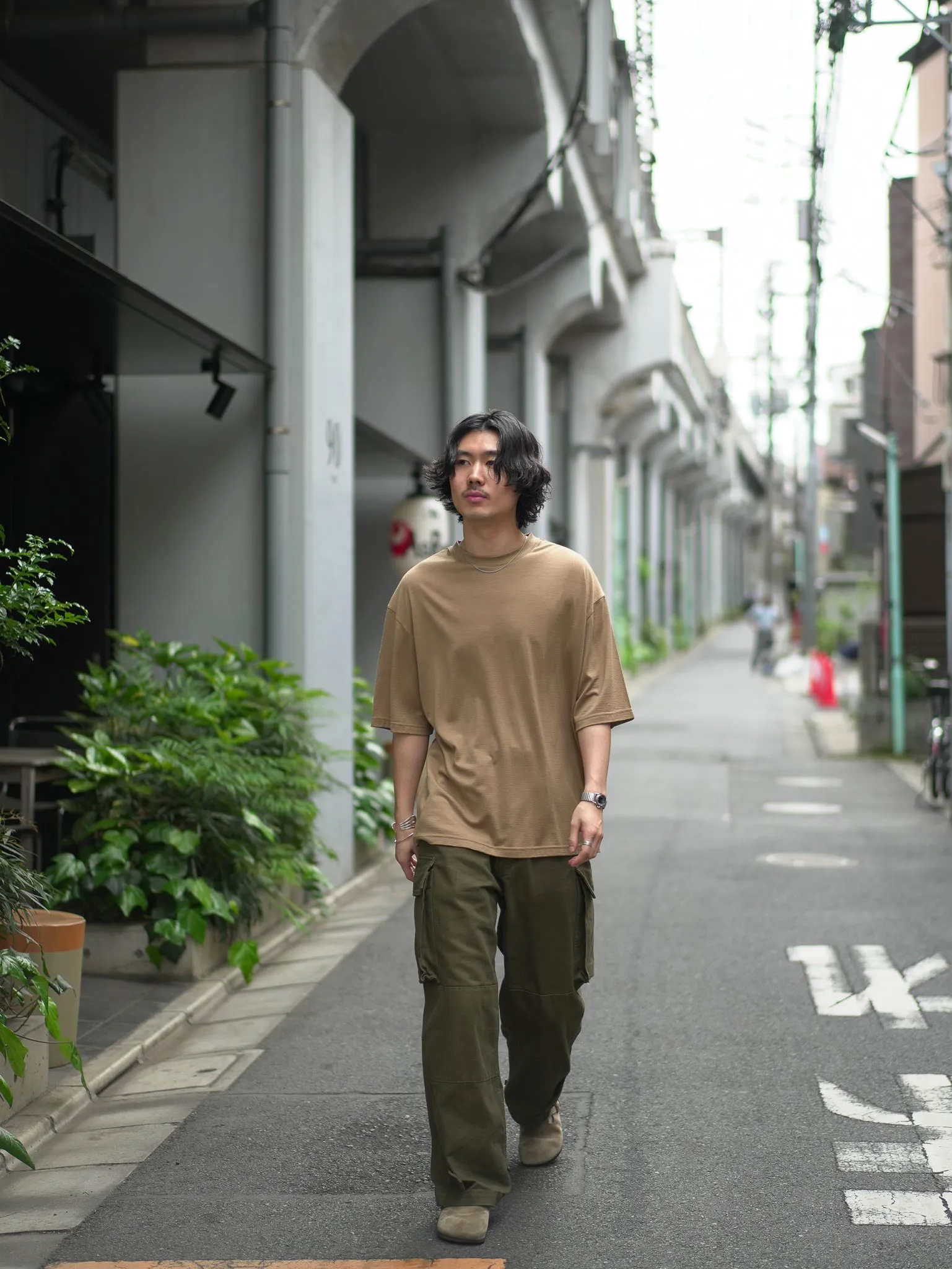 Wool Oversized Tee -  Coyote