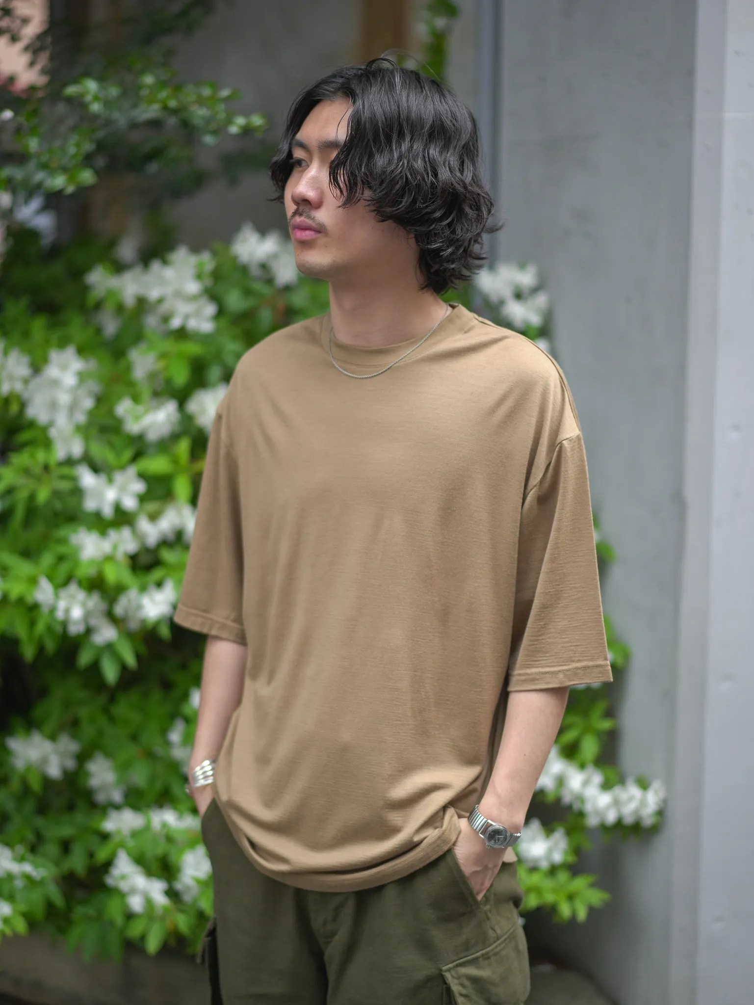 Wool Oversized Tee -  Coyote