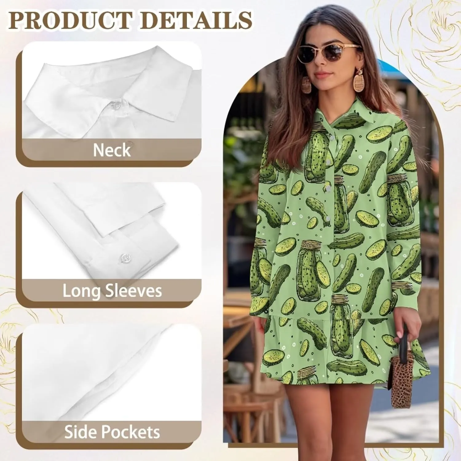 Youngerbaby Shirt Dresses for Women Long Sleeve Mini Dresses with Pockets Ruffee Hem Dresses S-2XL