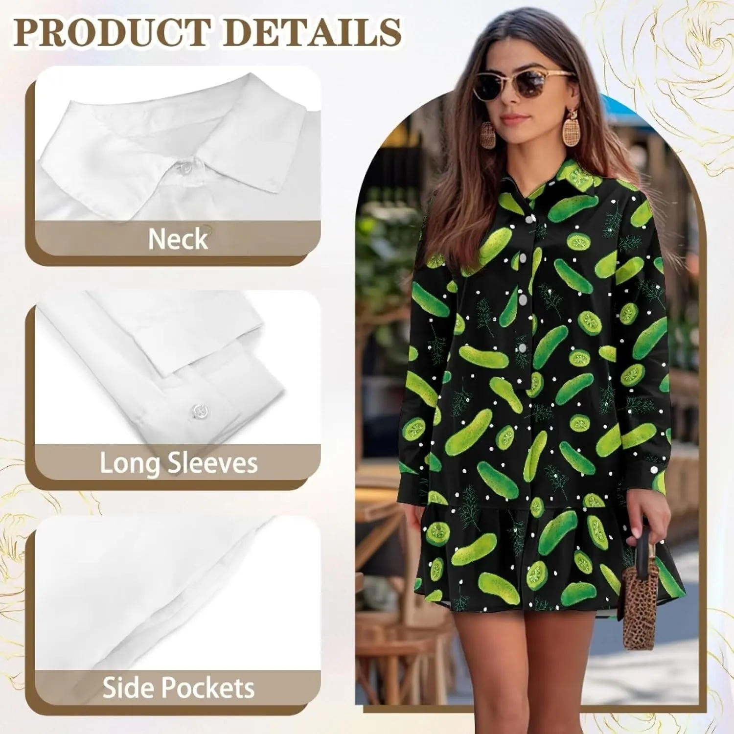 Youngerbaby Shirt Dresses for Women Long Sleeve Mini Dresses with Pockets Ruffee Hem Dresses S-2XL