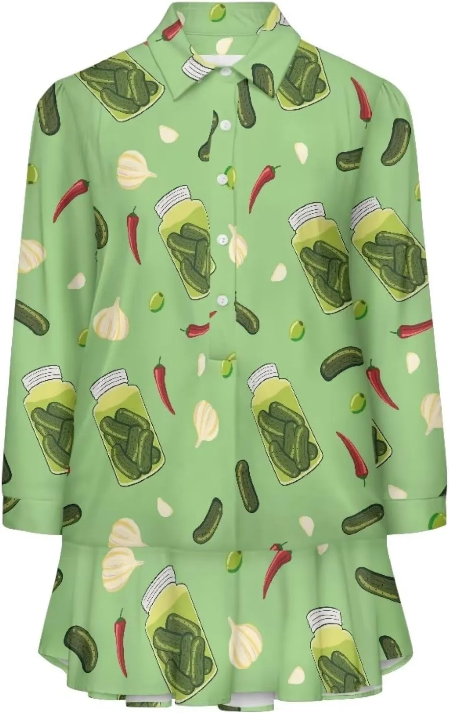 Youngerbaby Shirt Dresses for Women Long Sleeve Mini Dresses with Pockets Ruffee Hem Dresses S-2XL