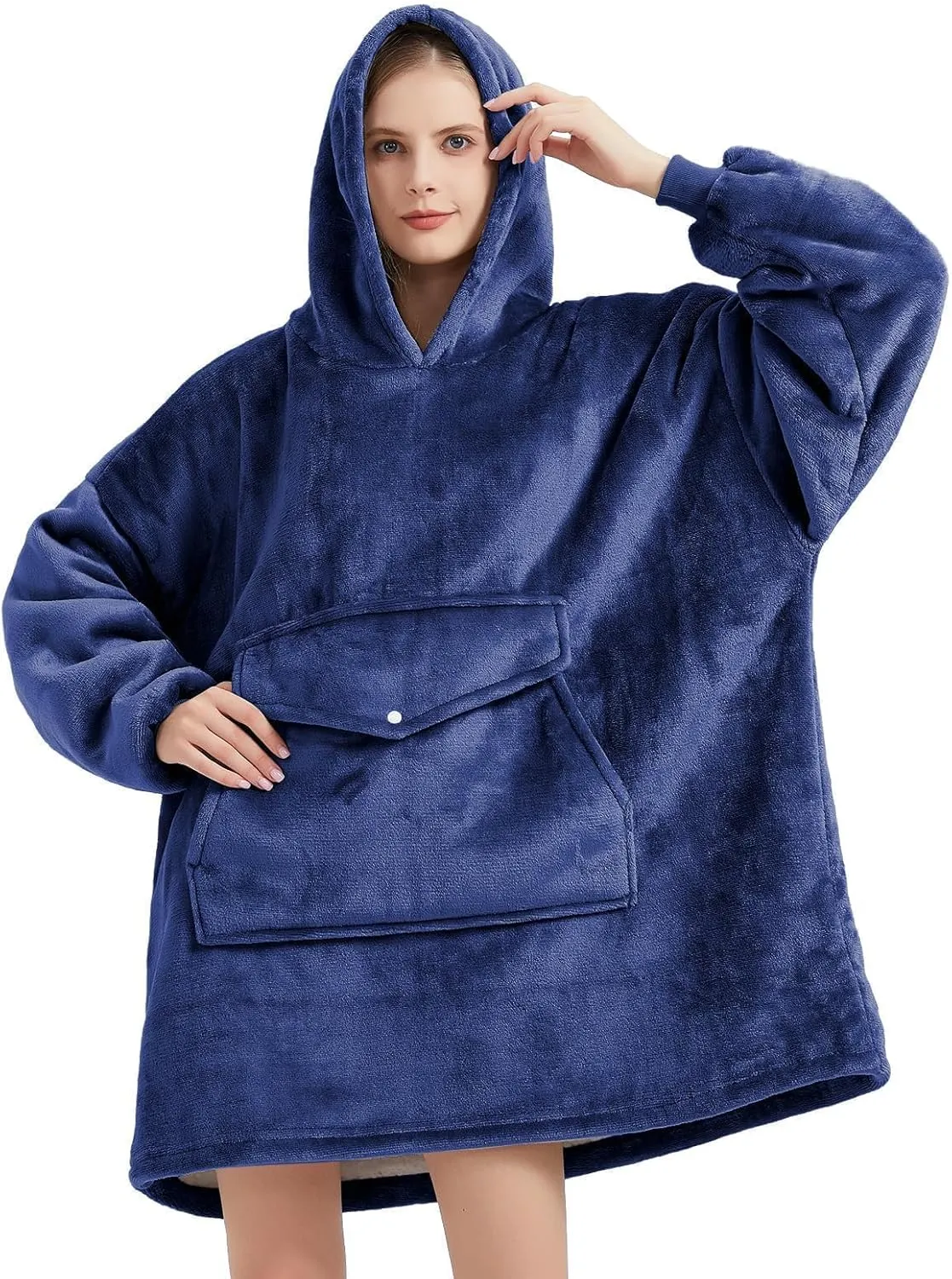 YUGYVOB Blanket Hoodie Oversized Sherpa, Wearable Blanket Warm & Cozy, Sweatshirt with Gaint Pocket, Gifts for Women, Men