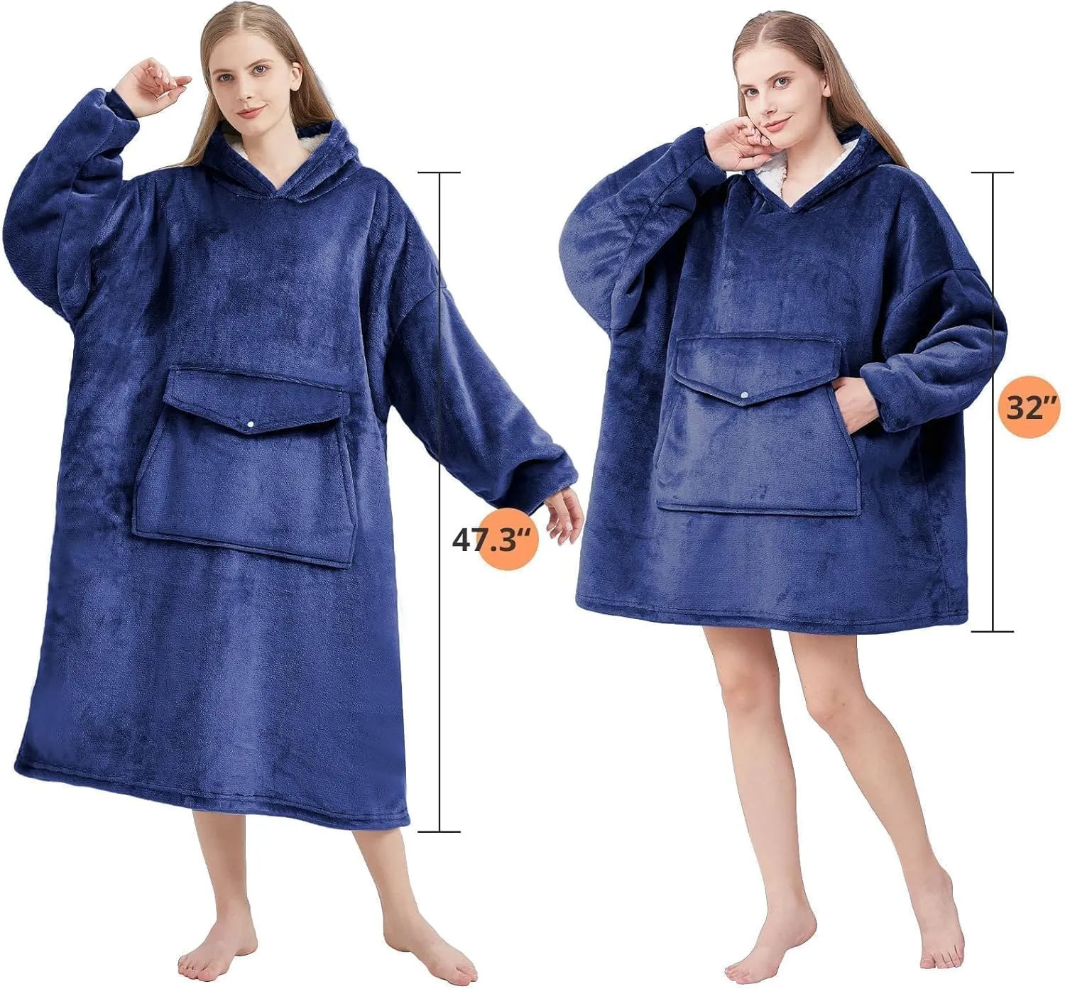 YUGYVOB Blanket Hoodie Oversized Sherpa, Wearable Blanket Warm & Cozy, Sweatshirt with Gaint Pocket, Gifts for Women, Men