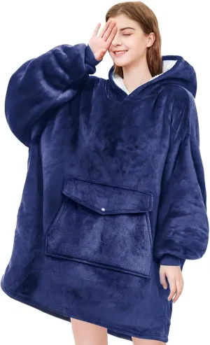 YUGYVOB Blanket Hoodie Oversized Sherpa, Wearable Blanket Warm & Cozy, Sweatshirt with Gaint Pocket, Gifts for Women, Men