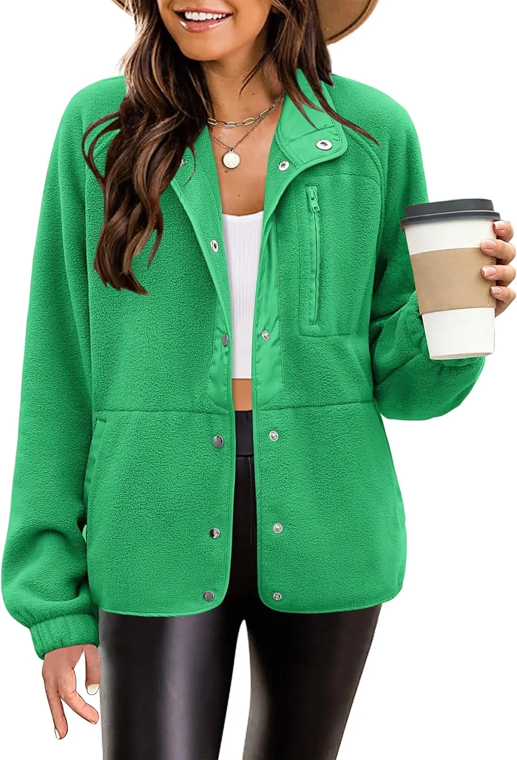 Zeagoo Women's Cozy Fleece Jacket Western Aztec Print Button Down Coat with Pockets Casual Warm Outwear 2024
