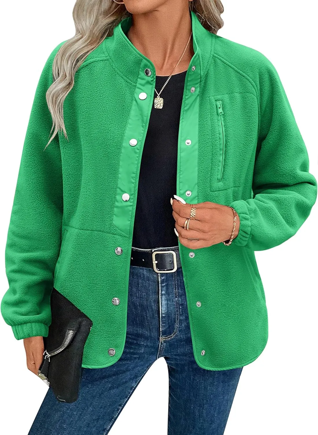 Zeagoo Women's Cozy Fleece Jacket Western Aztec Print Button Down Coat with Pockets Casual Warm Outwear 2024