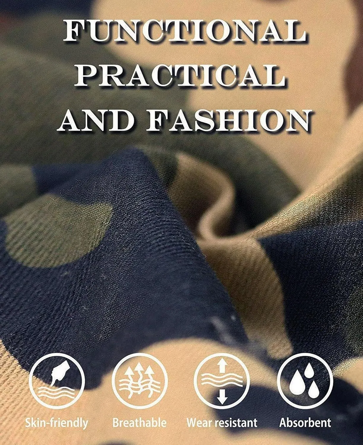 zeetoo Mens Relaxed-Fit Cargo Pants Multi Pocket Military Camo Combat Work Pants