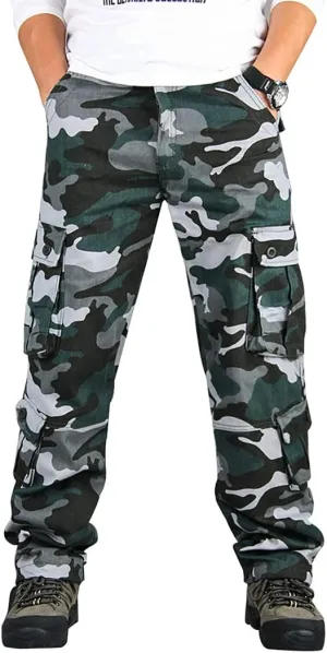 zeetoo Mens Relaxed-Fit Cargo Pants Multi Pocket Military Camo Combat Work Pants