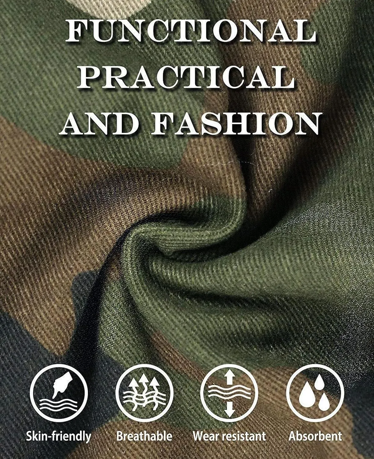zeetoo Mens Relaxed-Fit Cargo Pants Multi Pocket Military Camo Combat Work Pants
