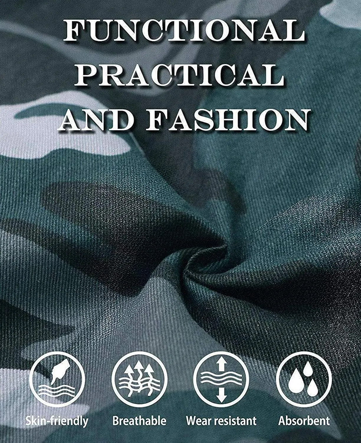 zeetoo Mens Relaxed-Fit Cargo Pants Multi Pocket Military Camo Combat Work Pants