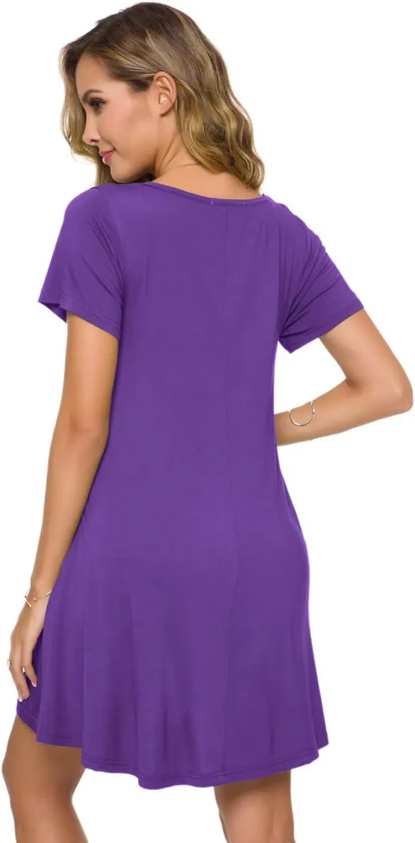 ZENNILO Plus Size Casual T Shirt Dresses for Women Flowy Swing Tunic Dress Pockets
