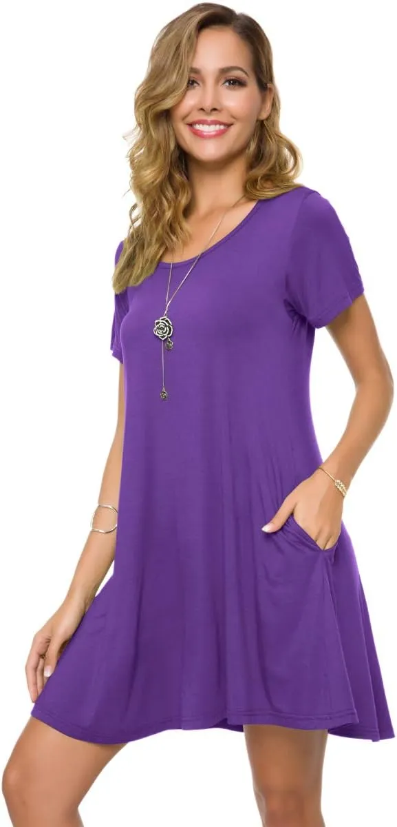 ZENNILO Plus Size Casual T Shirt Dresses for Women Flowy Swing Tunic Dress Pockets