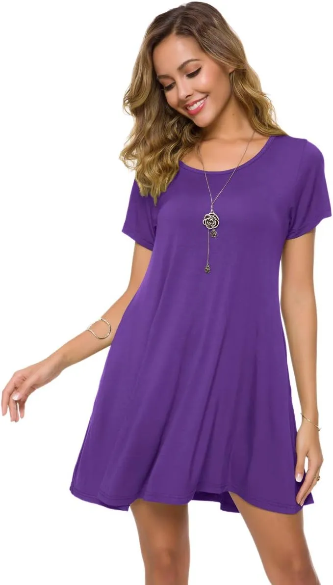 ZENNILO Plus Size Casual T Shirt Dresses for Women Flowy Swing Tunic Dress Pockets