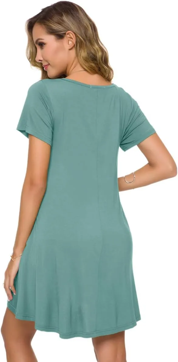 ZENNILO Plus Size Casual T Shirt Dresses for Women Flowy Swing Tunic Dress Pockets