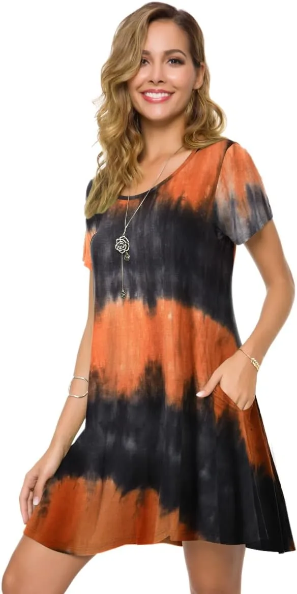 ZENNILO Plus Size Casual T Shirt Dresses for Women Flowy Swing Tunic Dress Pockets