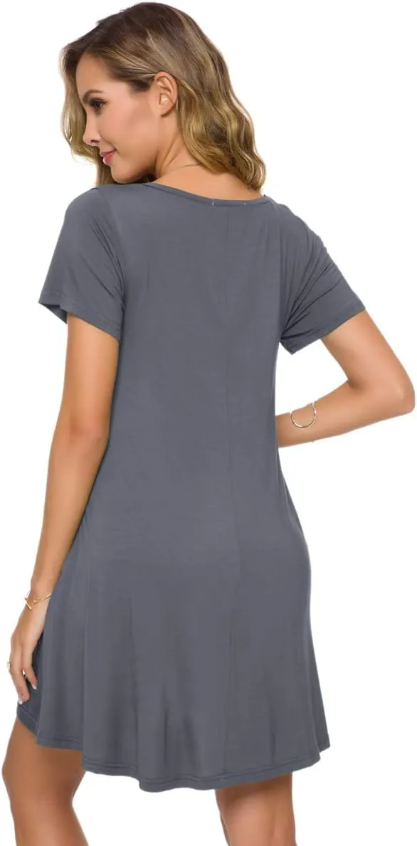 ZENNILO Plus Size Casual T Shirt Dresses for Women Flowy Swing Tunic Dress Pockets