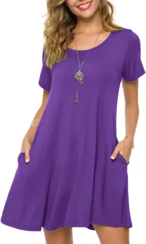 ZENNILO Plus Size Casual T Shirt Dresses for Women Flowy Swing Tunic Dress Pockets