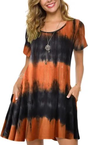 ZENNILO Plus Size Casual T Shirt Dresses for Women Flowy Swing Tunic Dress Pockets