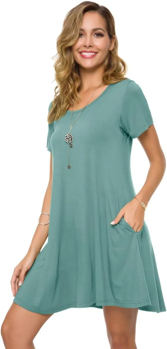 ZENNILO Plus Size Casual T Shirt Dresses for Women Flowy Swing Tunic Dress Pockets