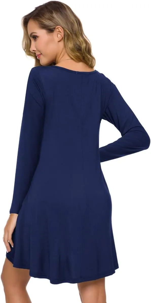 ZENNILO Plus Size Casual T Shirt Dresses for Women Flowy Swing Tunic Dress Pockets