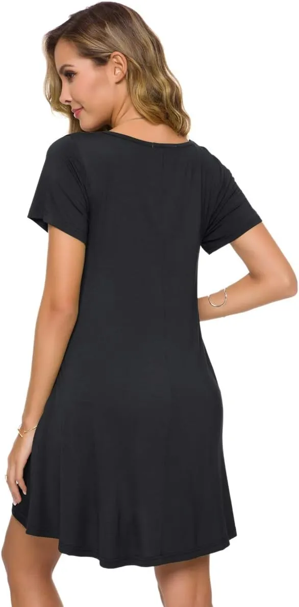ZENNILO Plus Size Casual T Shirt Dresses for Women Flowy Swing Tunic Dress Pockets