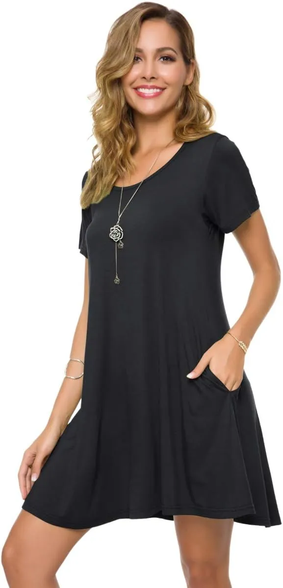 ZENNILO Plus Size Casual T Shirt Dresses for Women Flowy Swing Tunic Dress Pockets