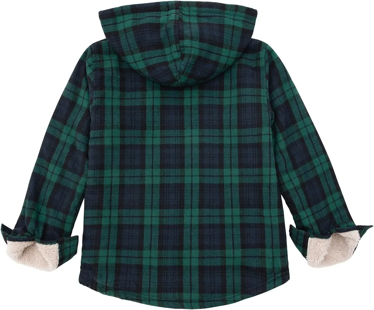 ZENTHACE Boys Sherpa Lined Full Zip Flannel Plaid Shirt Jacket,Cozy Hooded Flannel Shirt with Hand Pockets