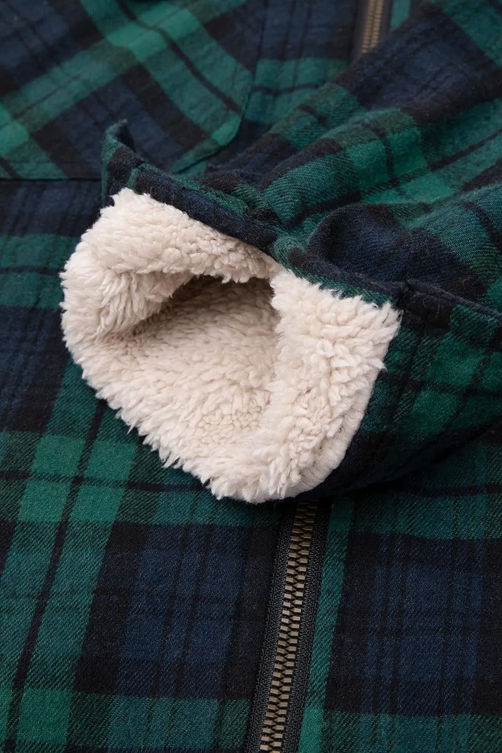 ZENTHACE Boys Sherpa Lined Full Zip Flannel Plaid Shirt Jacket,Cozy Hooded Flannel Shirt with Hand Pockets