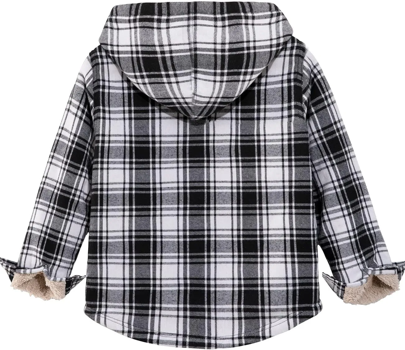 ZENTHACE Boys Sherpa Lined Full Zip Flannel Plaid Shirt Jacket,Cozy Hooded Flannel Shirt with Hand Pockets