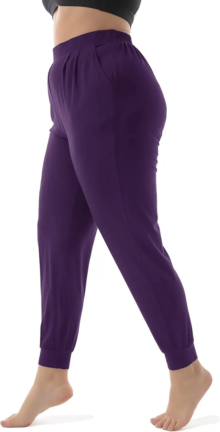 ZERDOCEAN Women's Plus Size Casual Lounge Pants Stretchy Relaxed Jogger Yoga Pants with Pockets