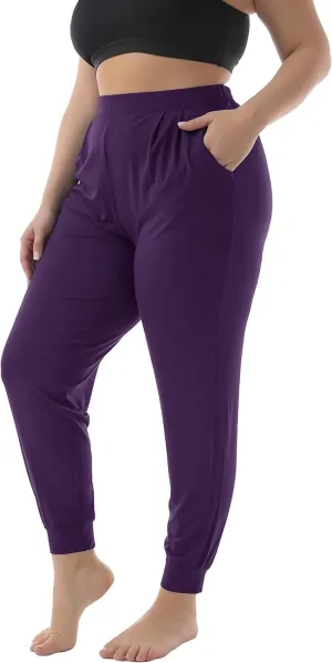 ZERDOCEAN Women's Plus Size Casual Lounge Pants Stretchy Relaxed Jogger Yoga Pants with Pockets
